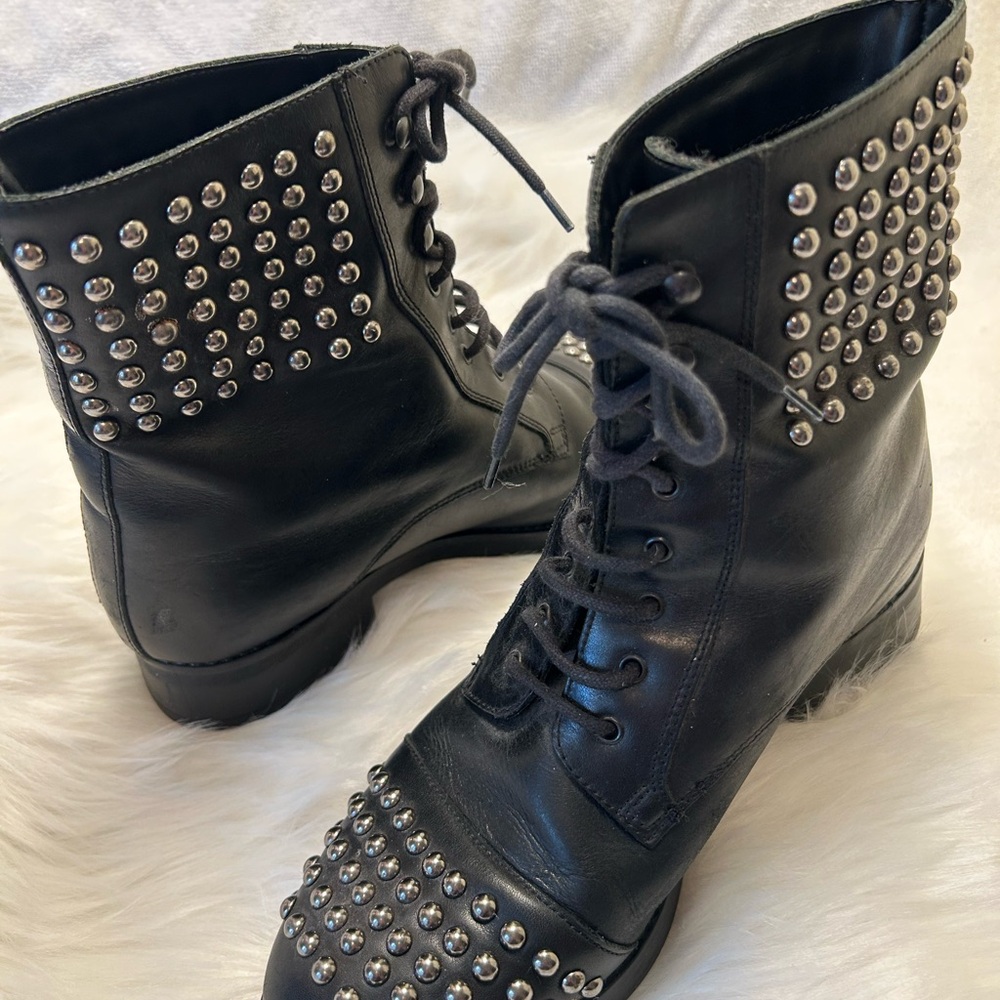 Studded Black Combat Boots LEATHER